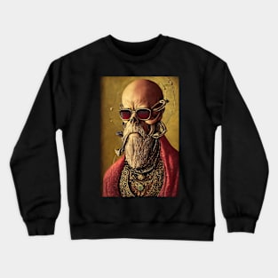 Surreal renaissance skull god with sunglasses Crewneck Sweatshirt